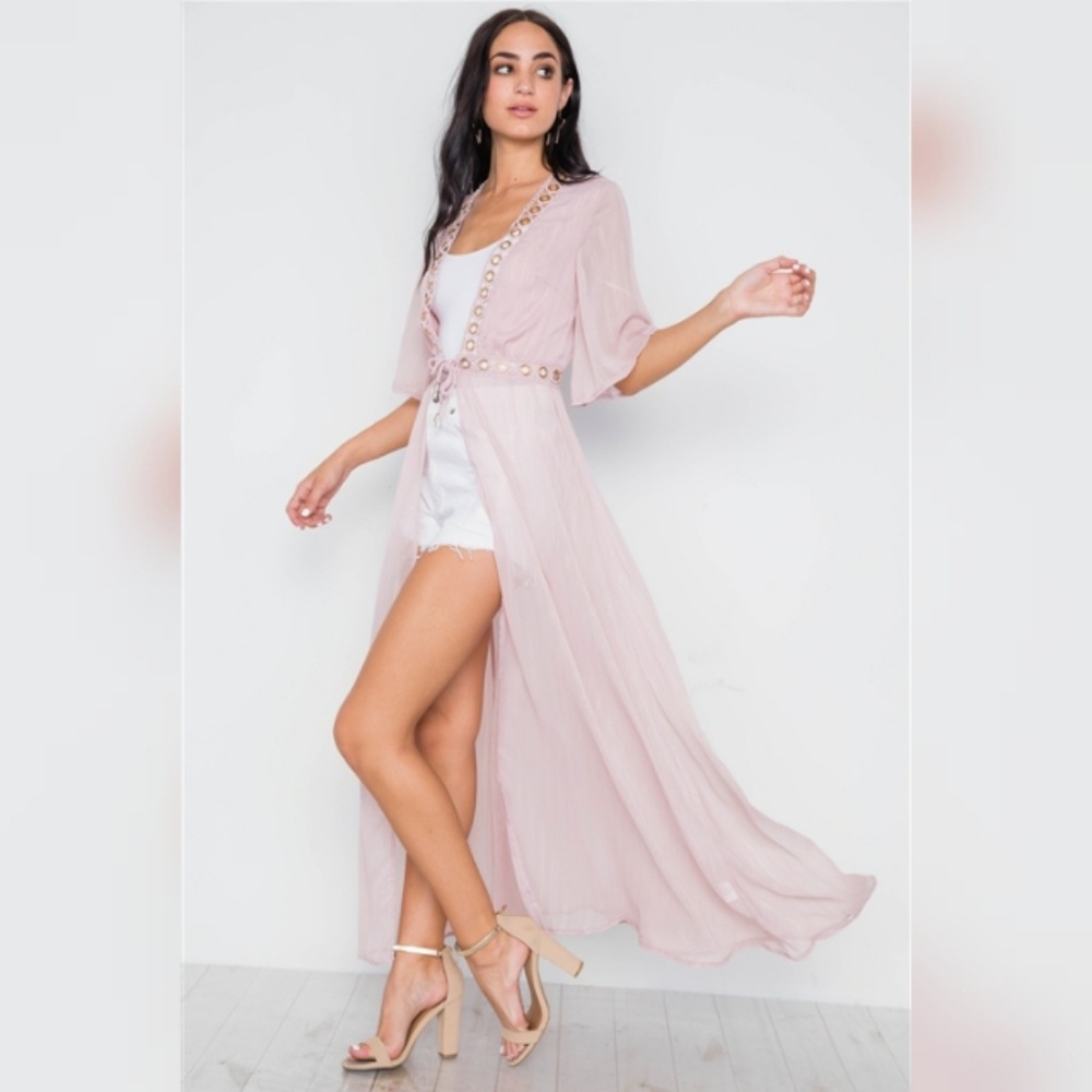 🌿BLUSH SHEER CHIFFON KIMONO.
